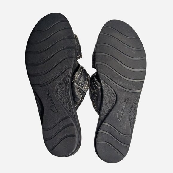 Clarks Bendables black leather slide sandals - Size 9.5. - Picture 4 of 5
